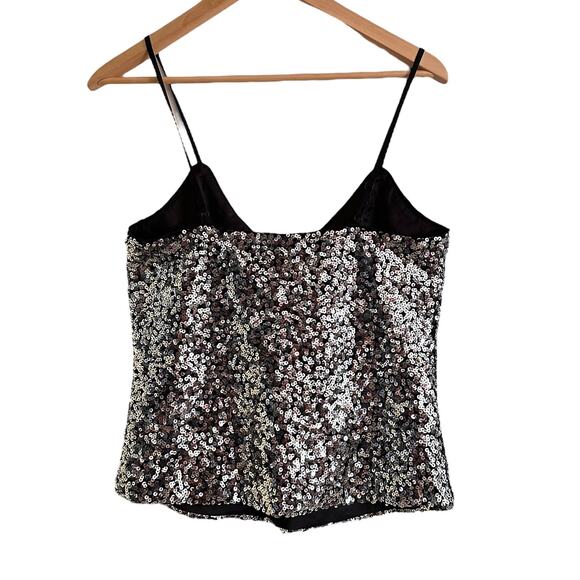 Bardot Silver Sequin Adjustable Strap Tank Sz 6/Small - Picture 3 of 6